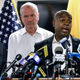 Newark, N.J., Mayor Ras Baraka speaks about the city’s ongoing water crisis Aug. 14, 2019, in Newark. At left is Kareem Adeem, acting director of Water and Sewer Utilities in Newark and New Jersey Gov. Phil Murphy.